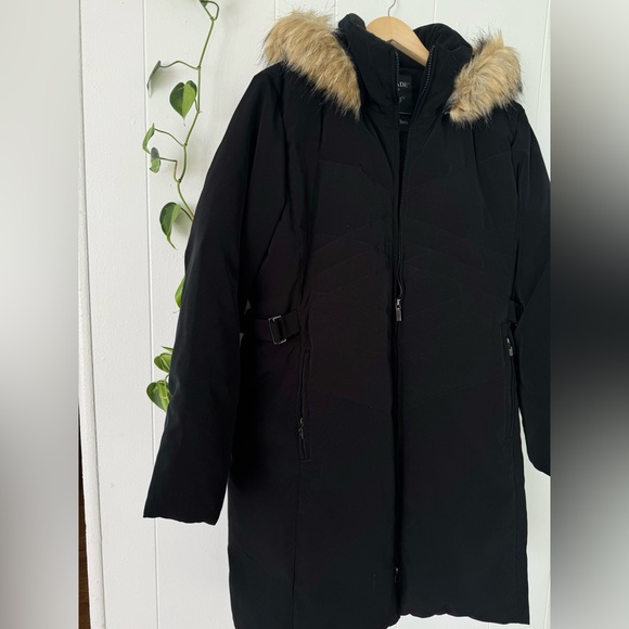 Centigrade Down Feather Puffer Jacket Black Parka Size Medium Removable Hood - Picture 4 of 10